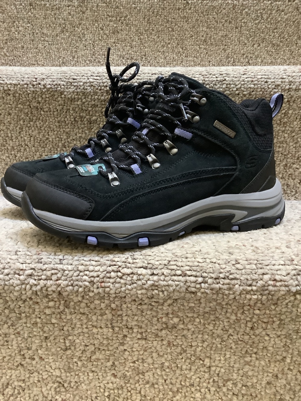 Skechers Women's Black Trail Hiking Shoes with Lavender Accents